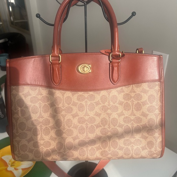 Coach Leather & Canvas Signature Satchel (includes the shoulder strap) - Picture 5 of 14